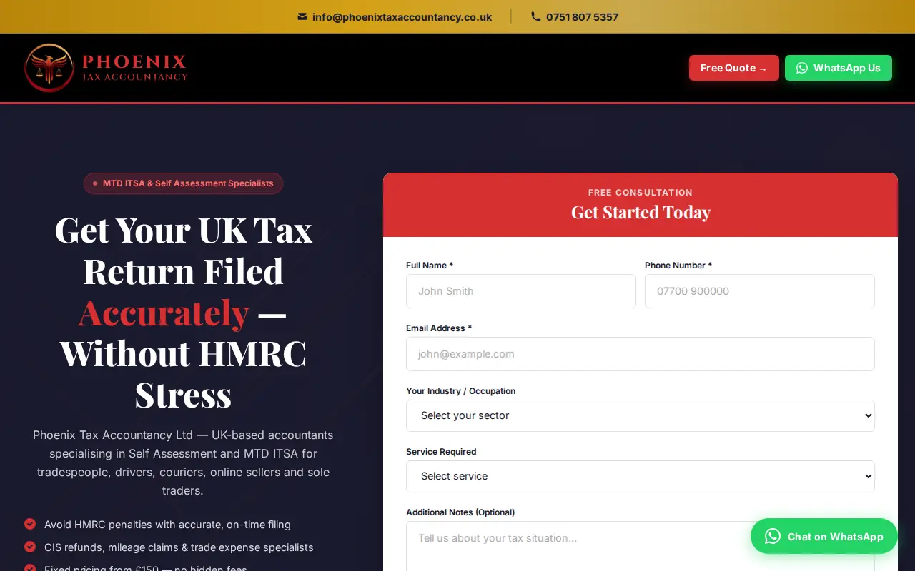 MTD Phoenix — Landing Page website screenshot